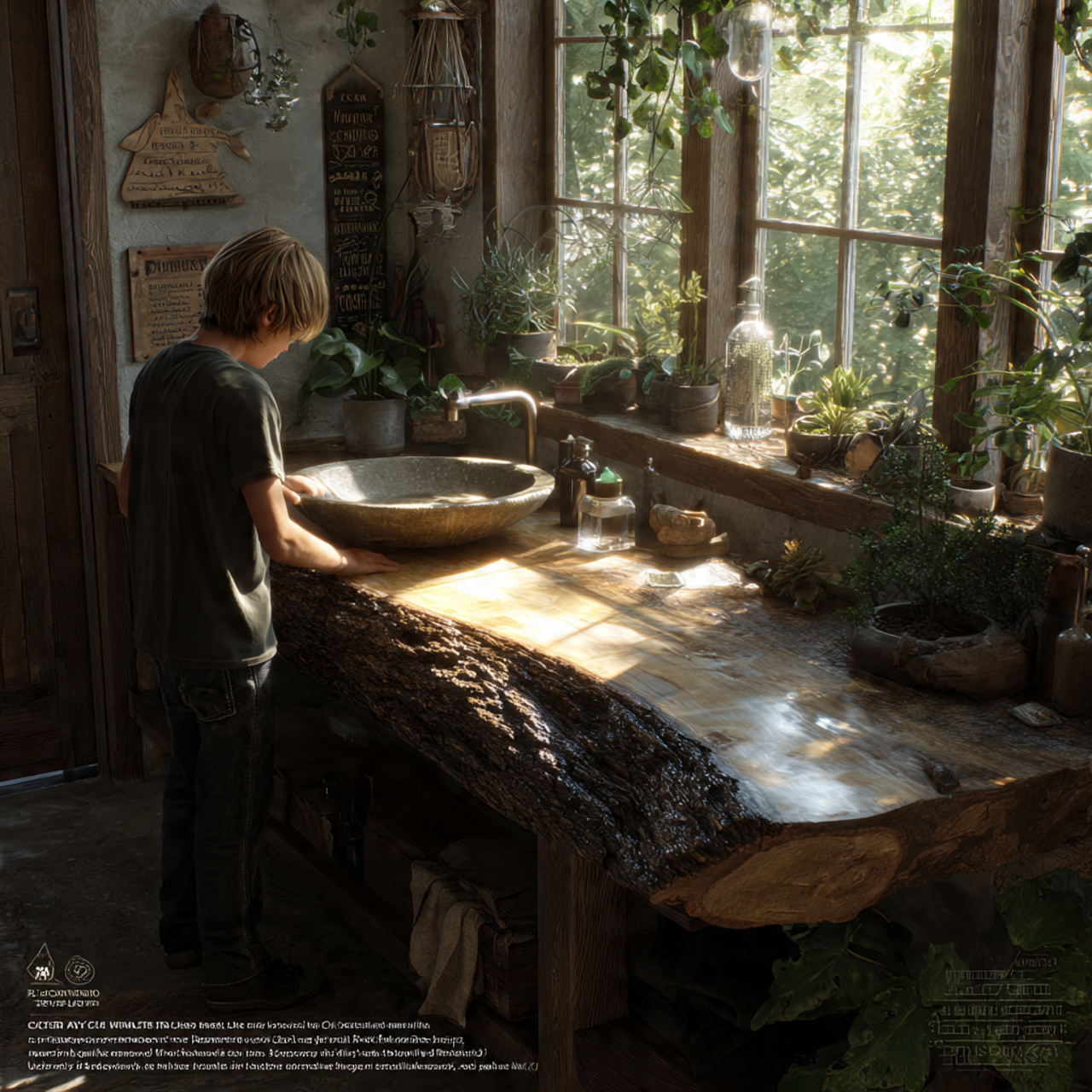 ultra realistic rustic bathroom decor featuring a 2