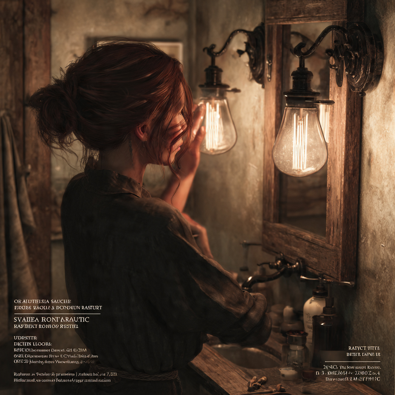 ultra realistic rustic bathroom decor featuring wr