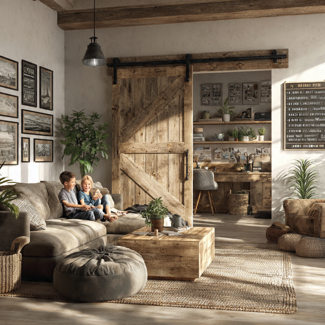 25 Modern & Elegant Living Room Partition Design Ideas You’ll Love 23 ultra realistic rustic living room featuring barn 1 1