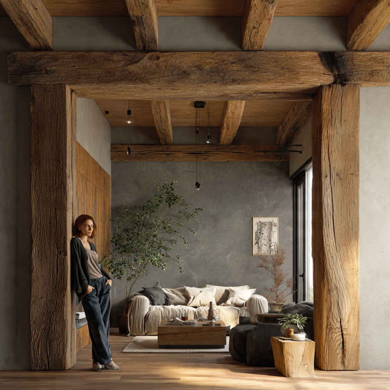 ultra realistic rustic modern interior highlightin