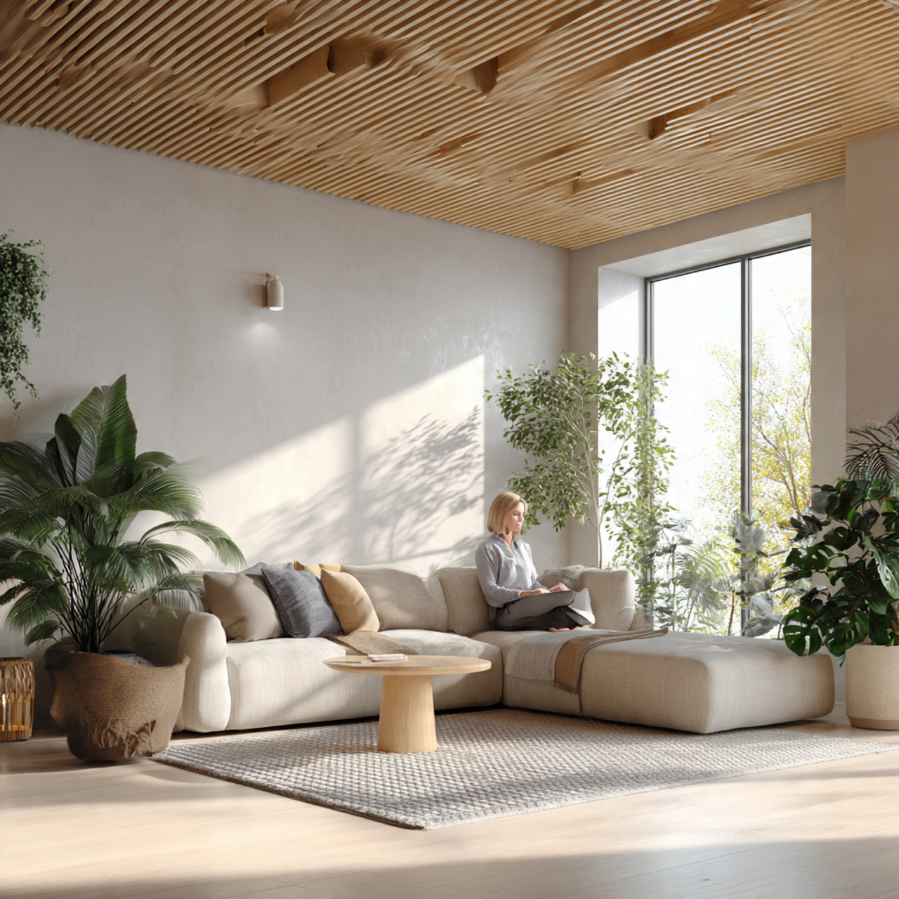 ultra realistic scandinavian style living room wit