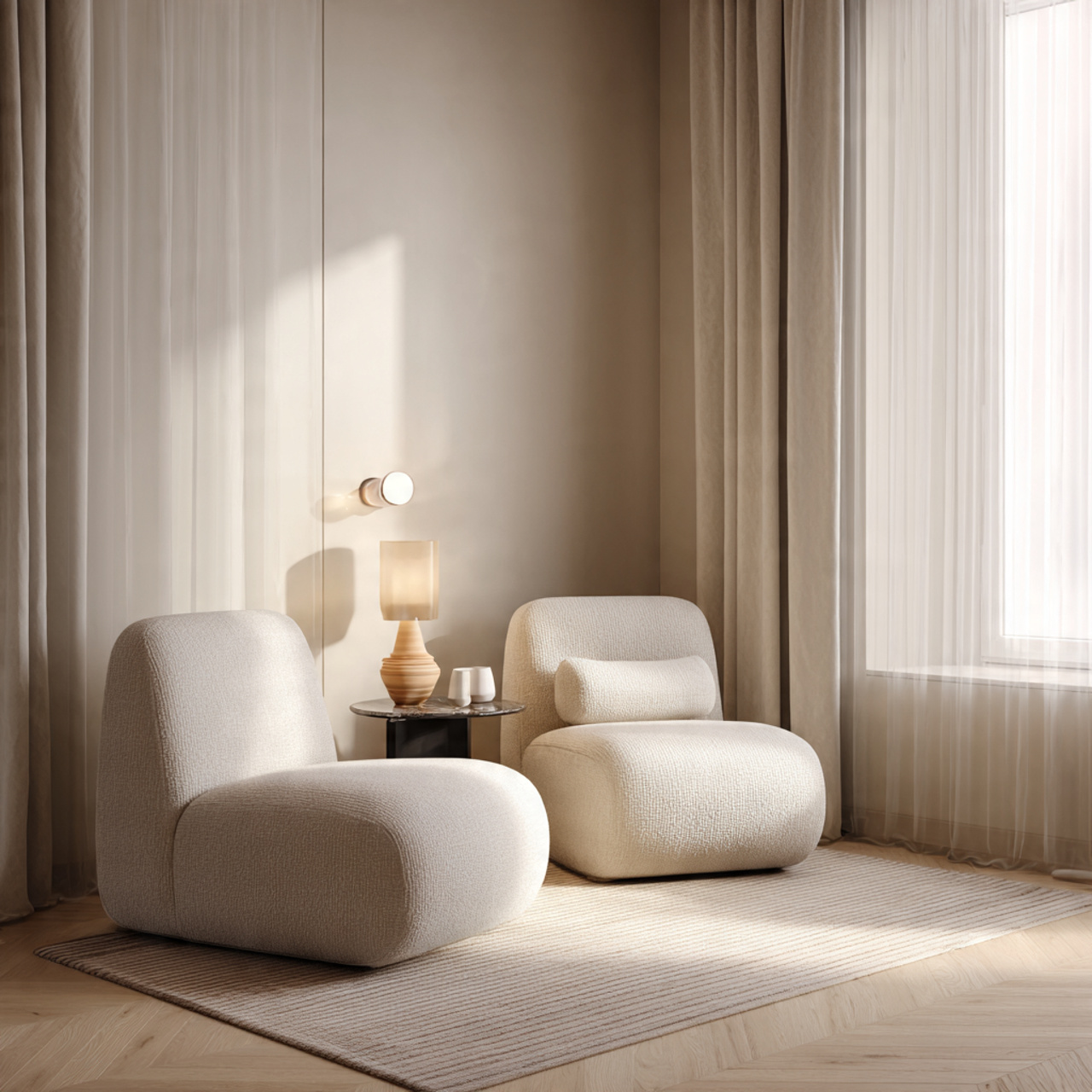 ultra realistic stylish living room featuring two