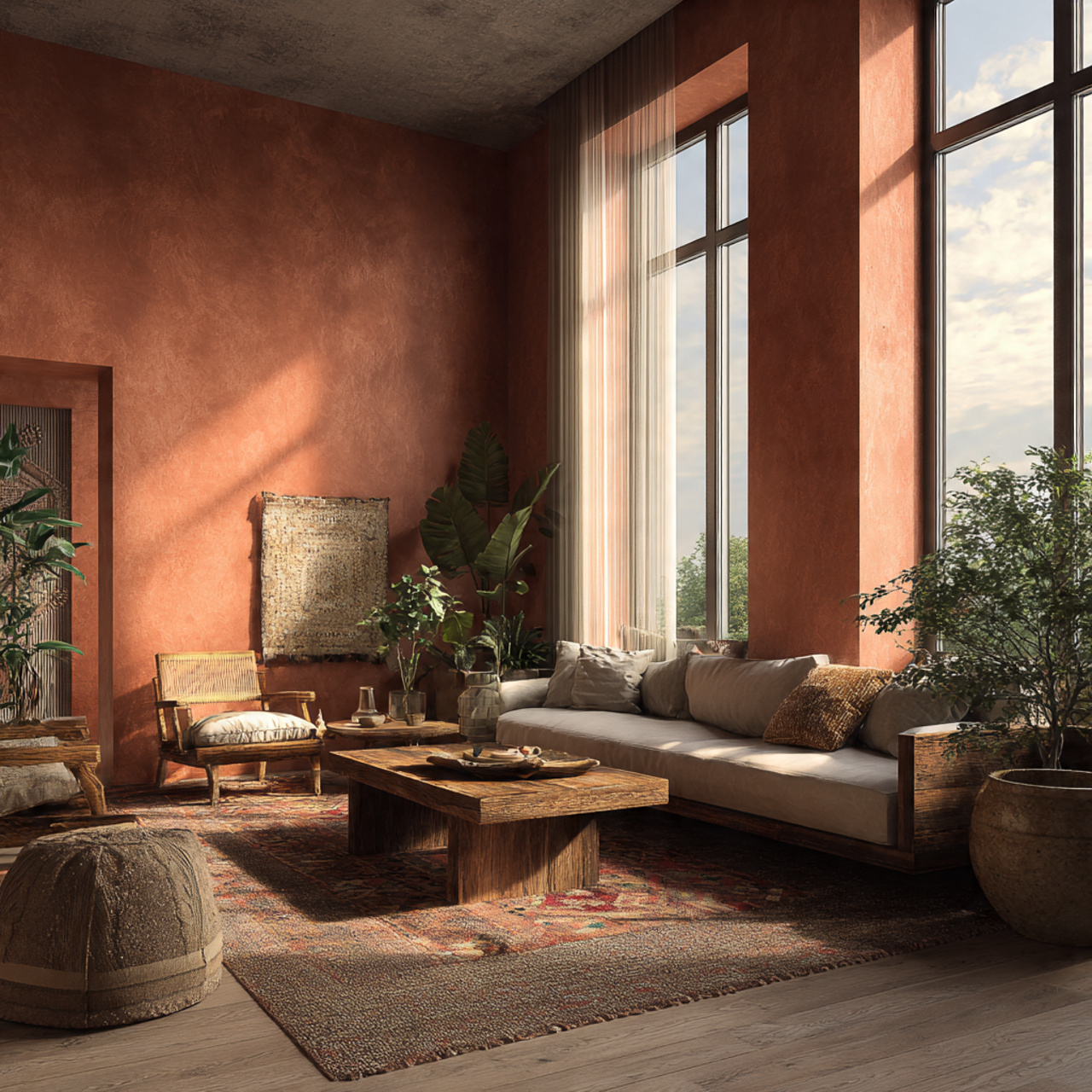 25 Modern Living Room Paint Color Ideas That Wow Every Guest 25 warm and inviting living room with sunset terracot 1