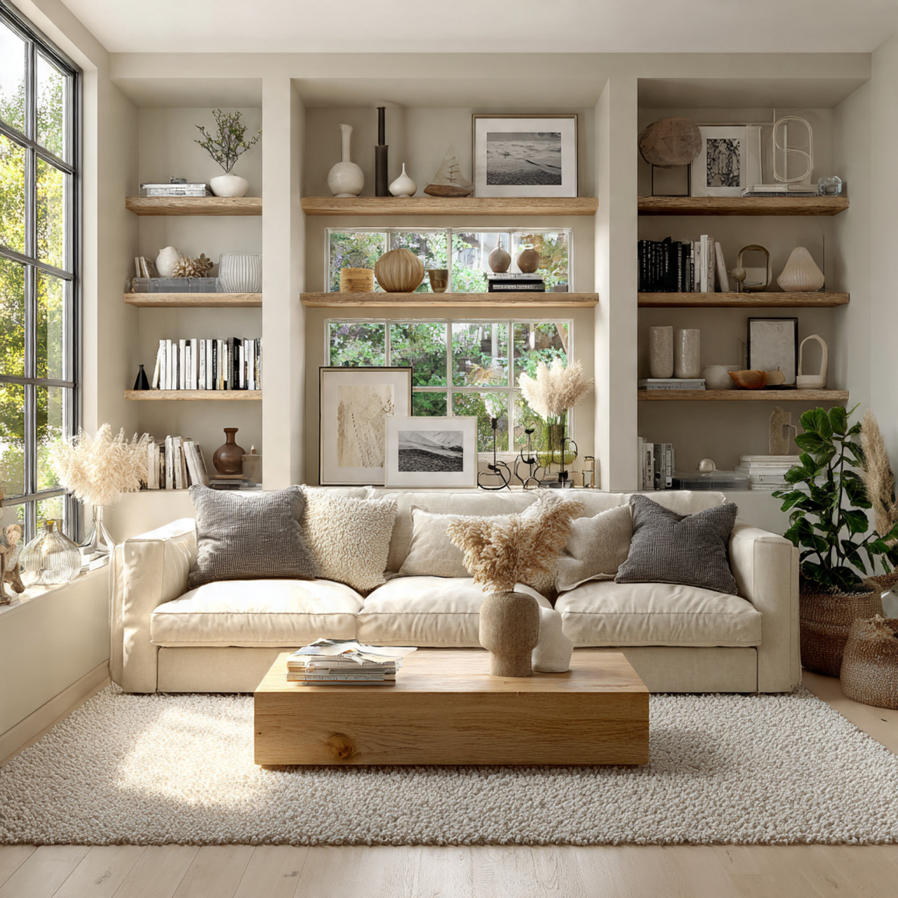 living room shelf decor