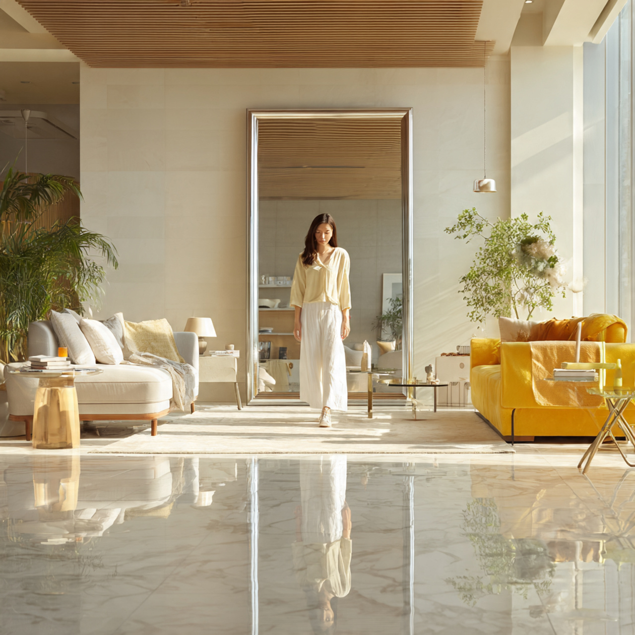 ultra realistic living room ideas apartment mirror