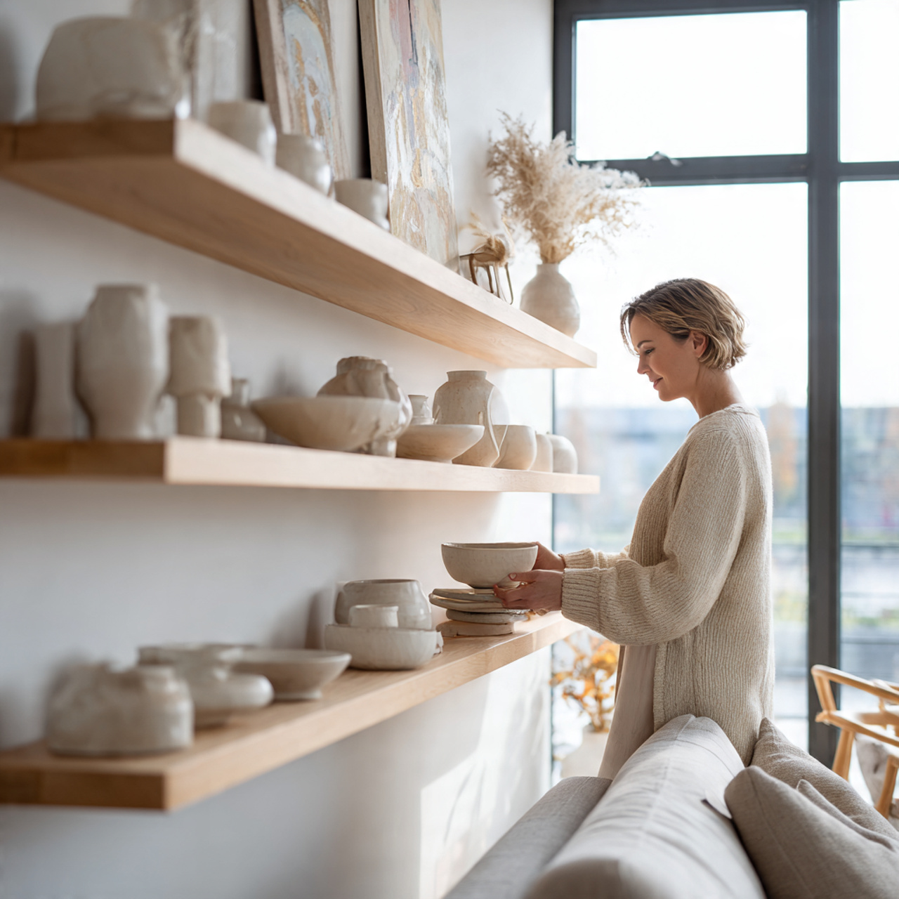 ultra realistic living room shelf decor ideas feat